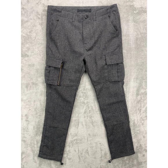 Richie Le Collection Men's Cargo Pants Size 32 (Real 33x30) Charcoal Polyester - Picture 1 of 10